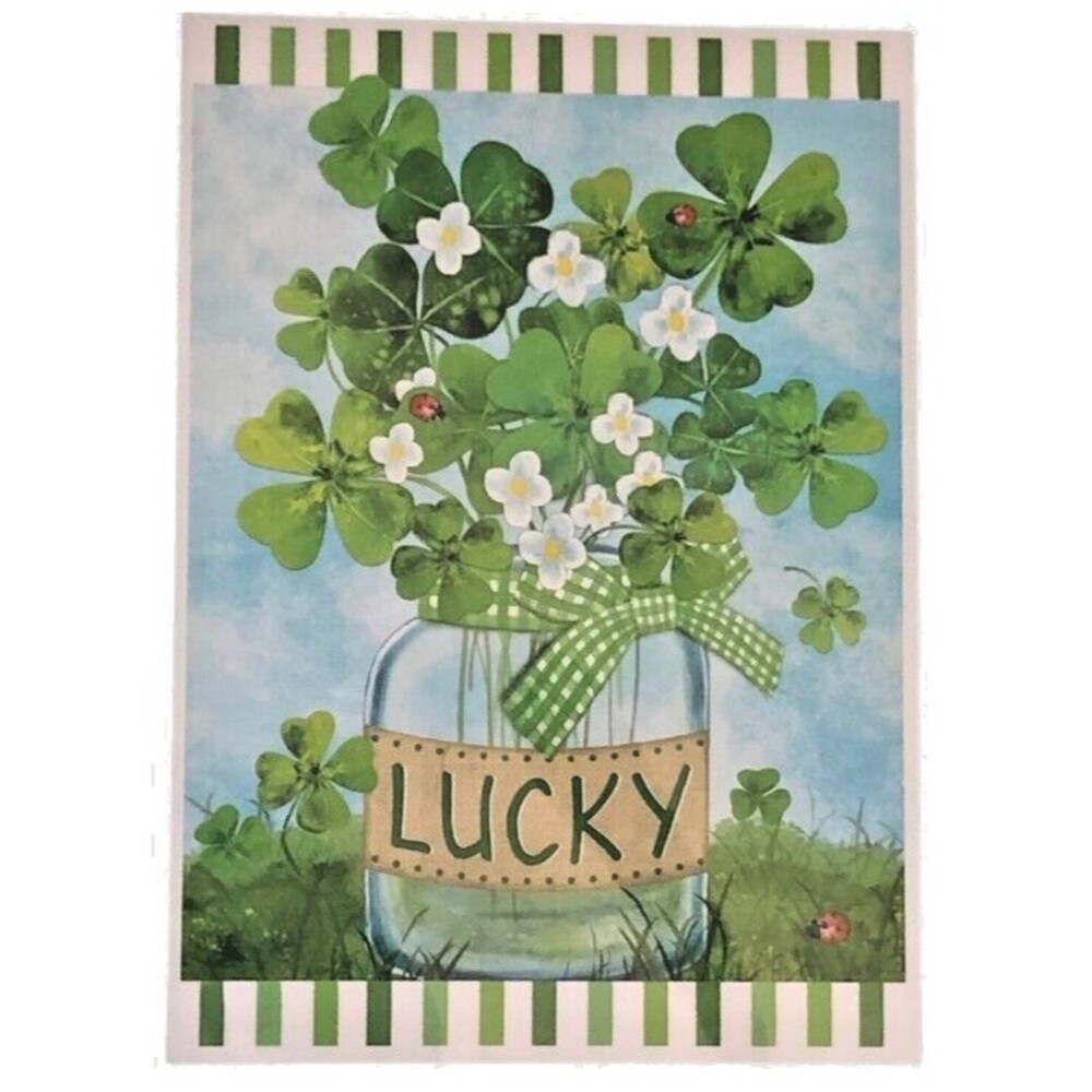 St. Patrick's Day Lucky Shamrocks Irish Garden House Flag Banner Flowers 28x40"